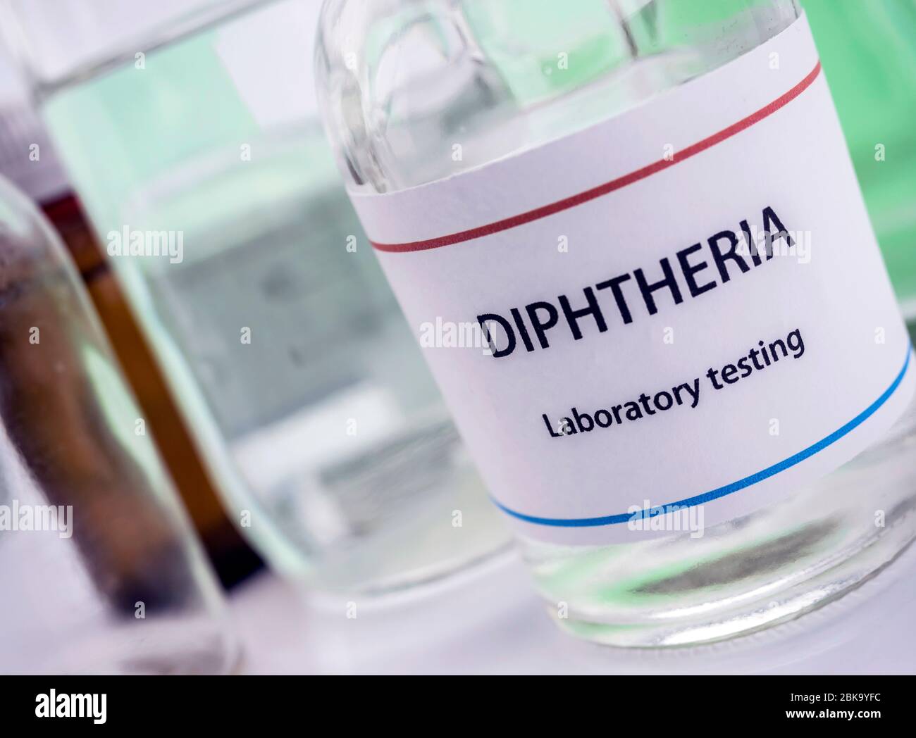 Test diphtheria in laboratory, conceptual image, composition horizontal Stock Photo