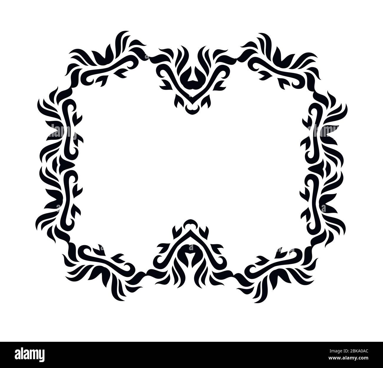 Floral vector ornament isolated on white. Vector black ornamental