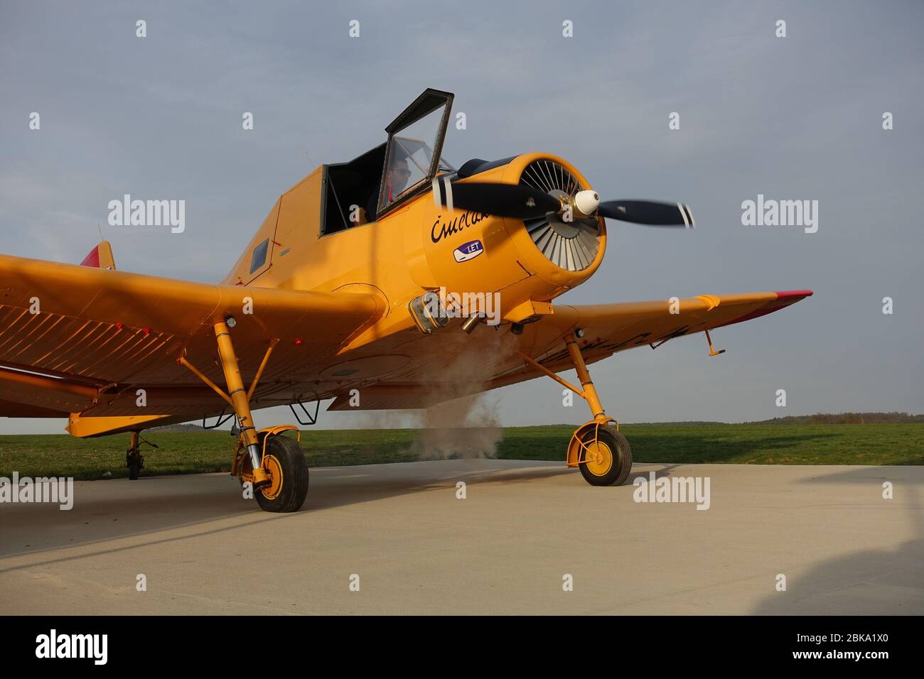Starting engine of Cmelak aircraft Stock Photo