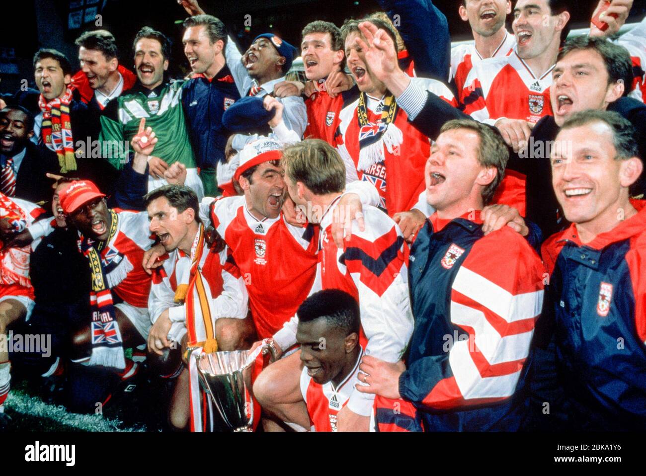 Arsenal team celebrations cup winners hires stock photography and