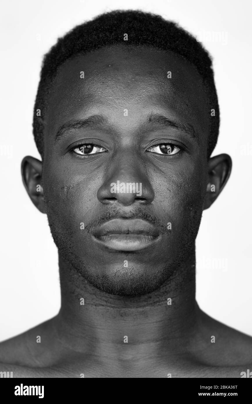 Face of young African man in black and white Stock Photo Alamy