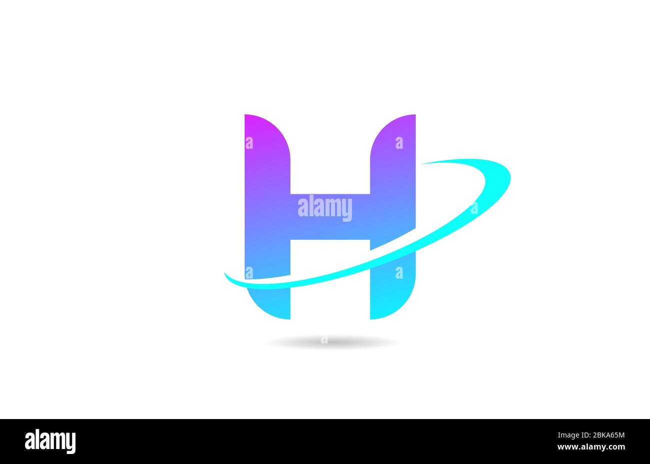 pink blue H alphabet letter logo icon design with swoosh for company ...