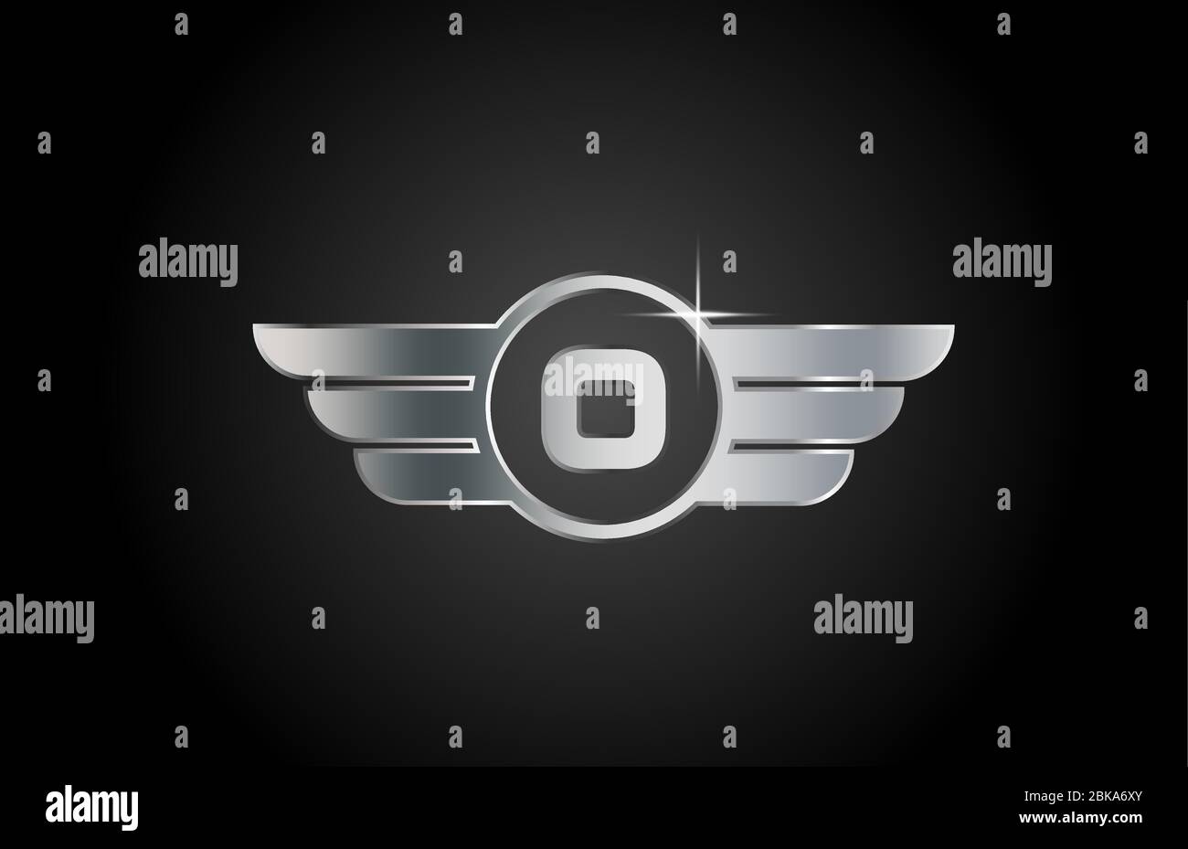 O alphabet letter logo icon for company and business with metallic ...