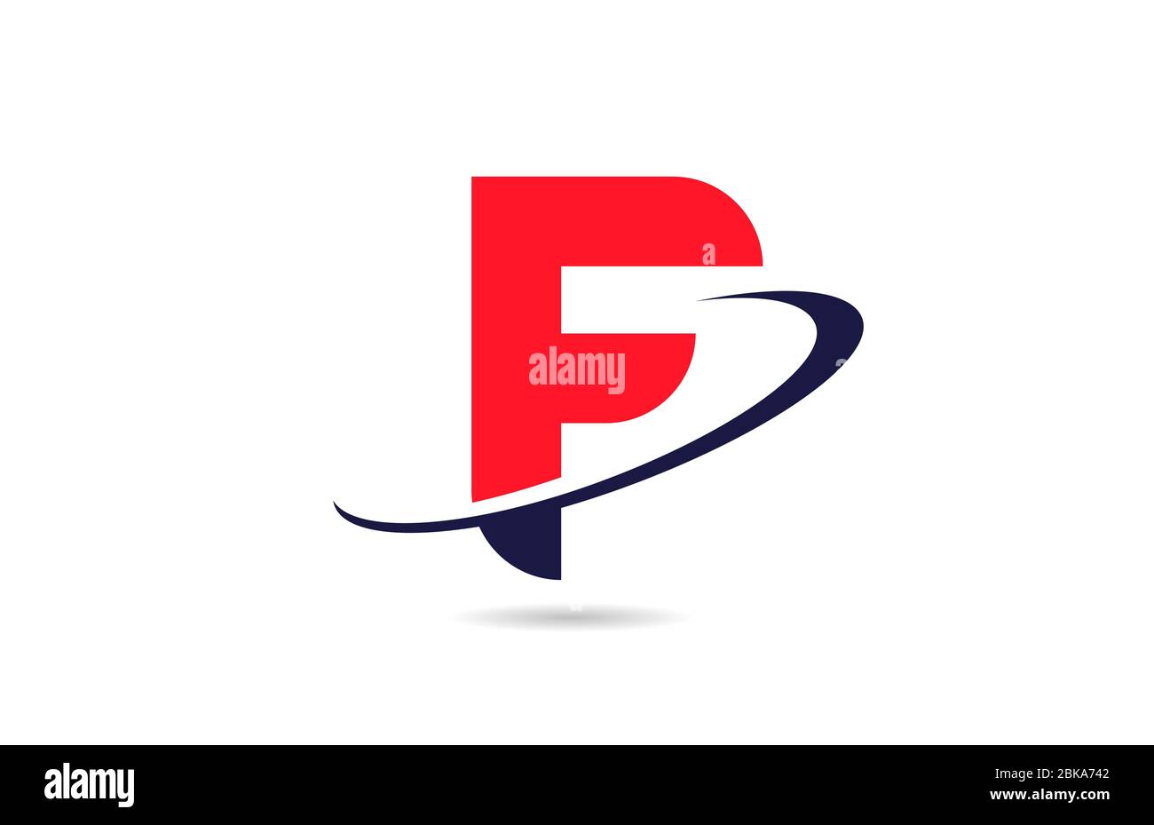 F alphabet letter logo icon design in red blue color with swoosh for ...