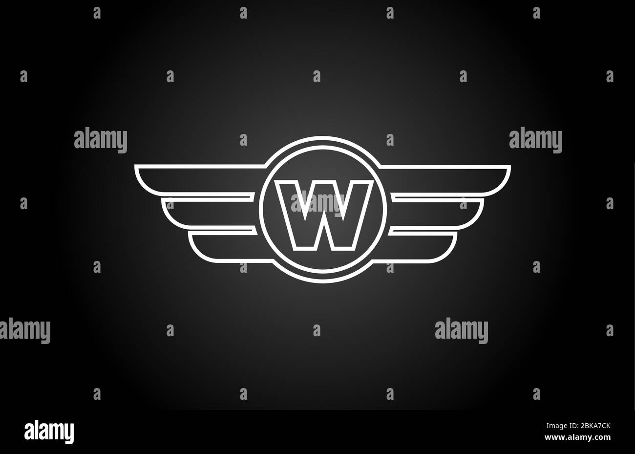 W alphabet letter logo icon for company and business with black and ...