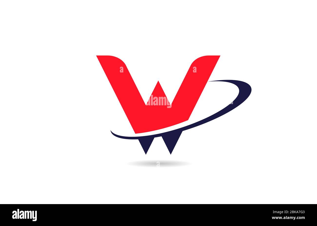 W alphabet letter logo icon design in red blue color with swoosh for ...