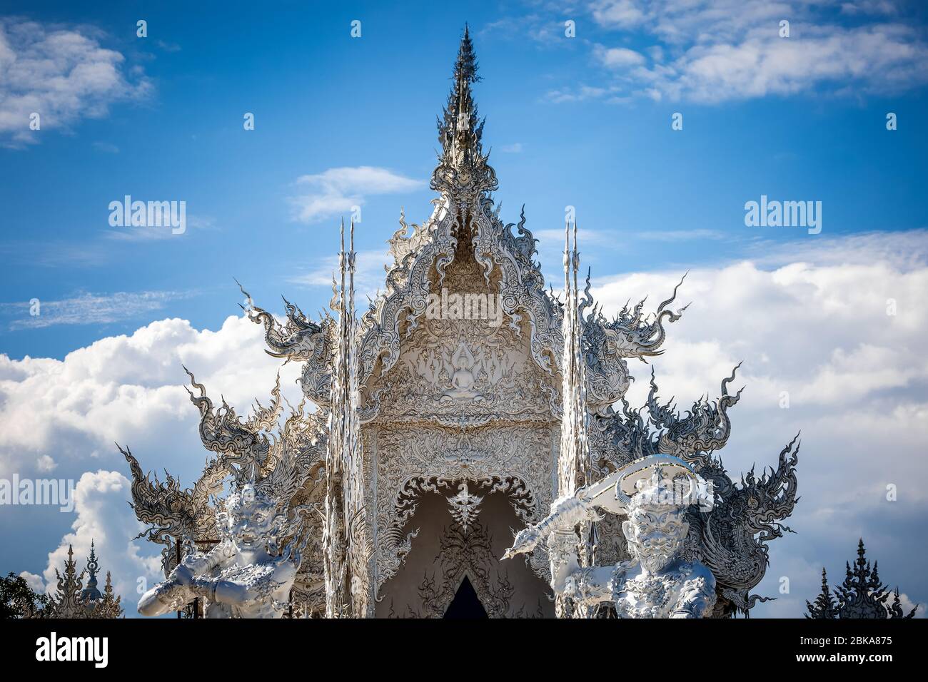 White temple Wat Rong Khun. Famous place in Thailand and popular with ...