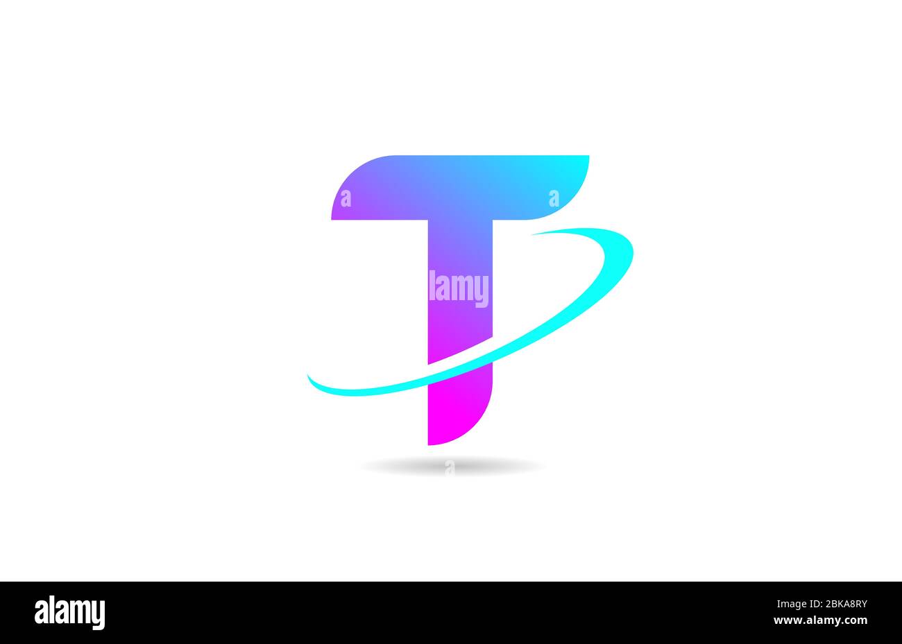 pink blue T alphabet letter logo icon design with swoosh for company ...