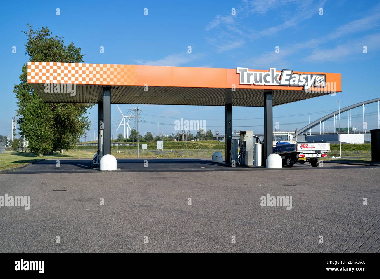 TruckEasy Beneluxhaven gas station. The TruckEasy gas stations can be found at 22 locations in the Netherlands, along the main transport routes. Stock Photo