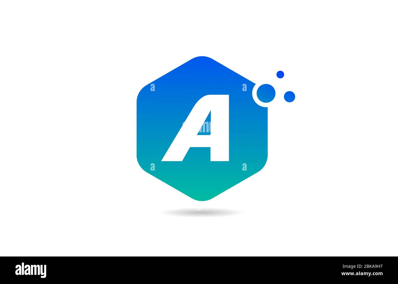 green blue A alphabet letter logo icon design with rhombus for business ...