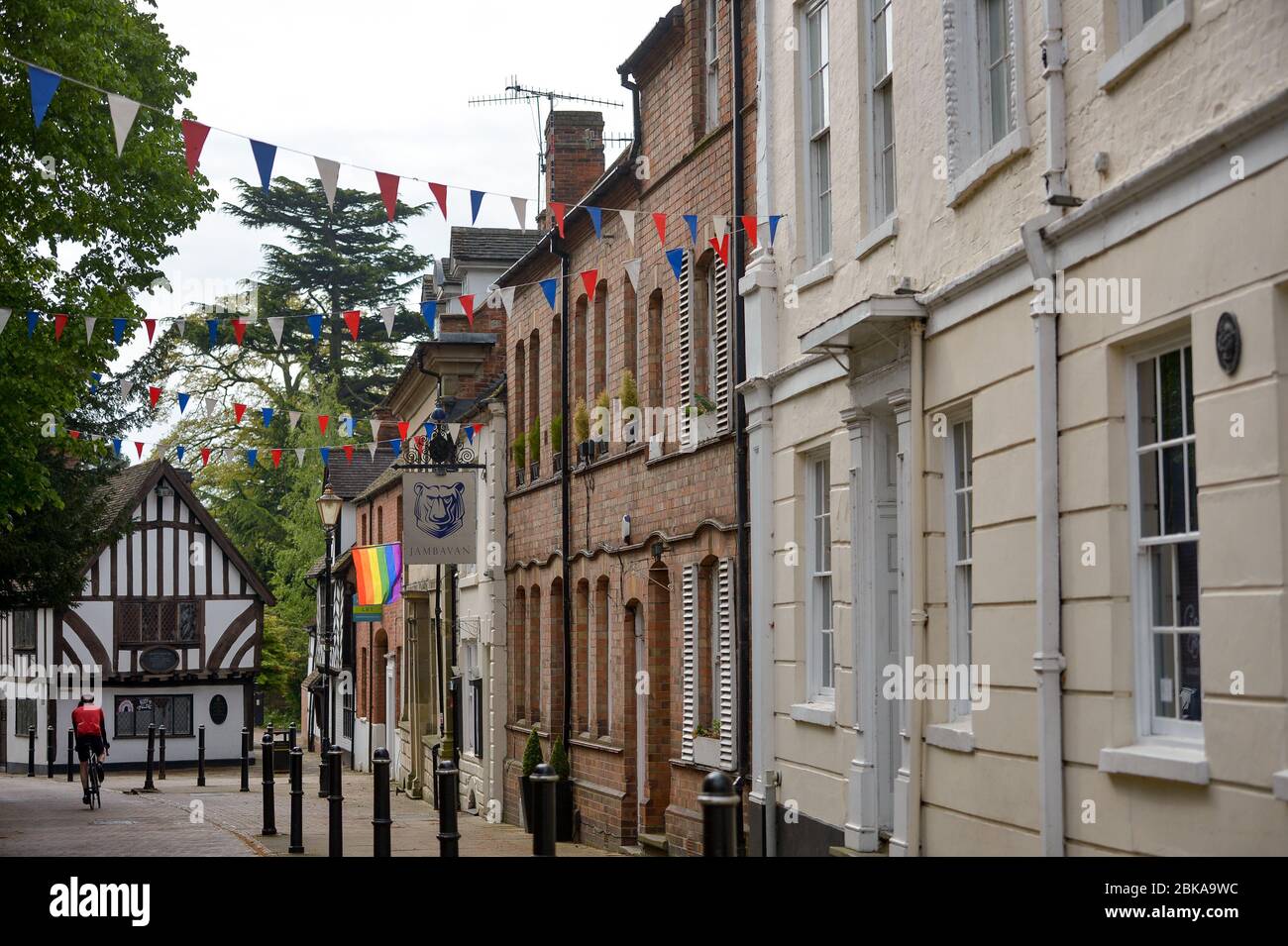 A near-deserted Warwick town centre as the UK continues in lockdown to help curb the spread of the coronavirus. Stock Photo