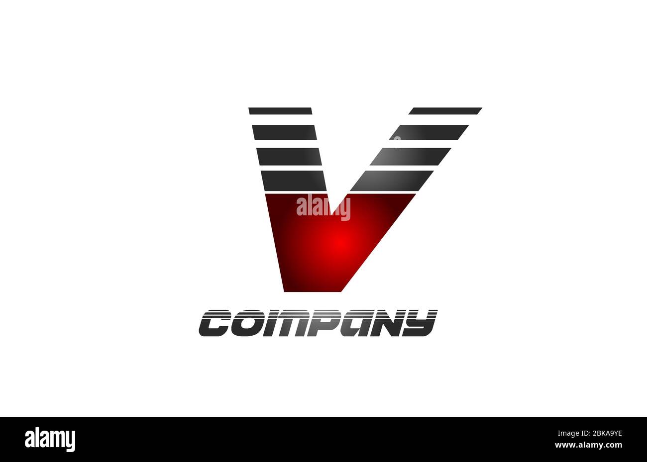 V alphabet letter logo icon design in red grey gradient color for ...