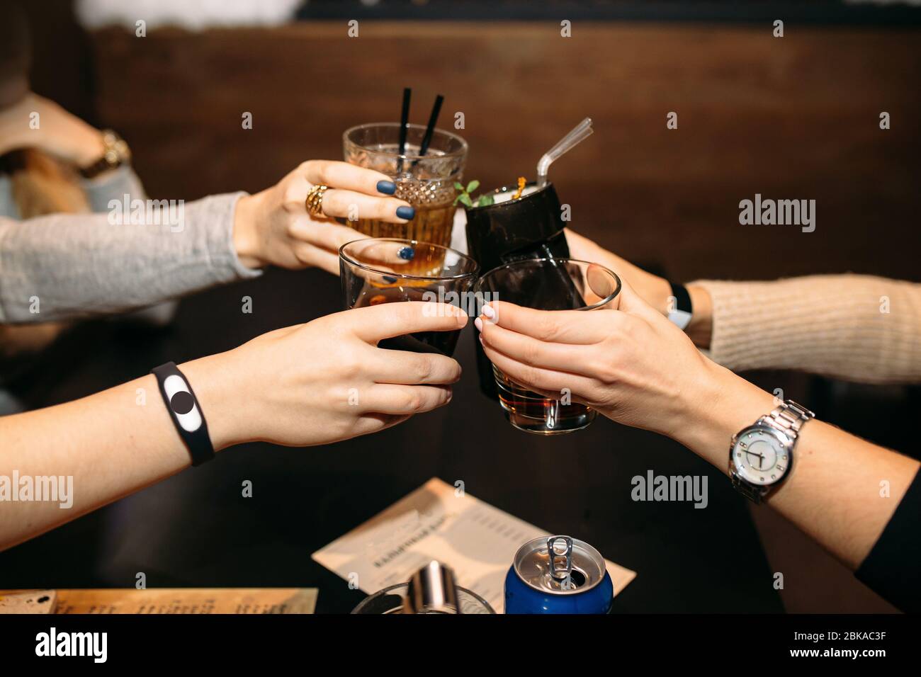 friends clink glasses Stock Photo Alamy
