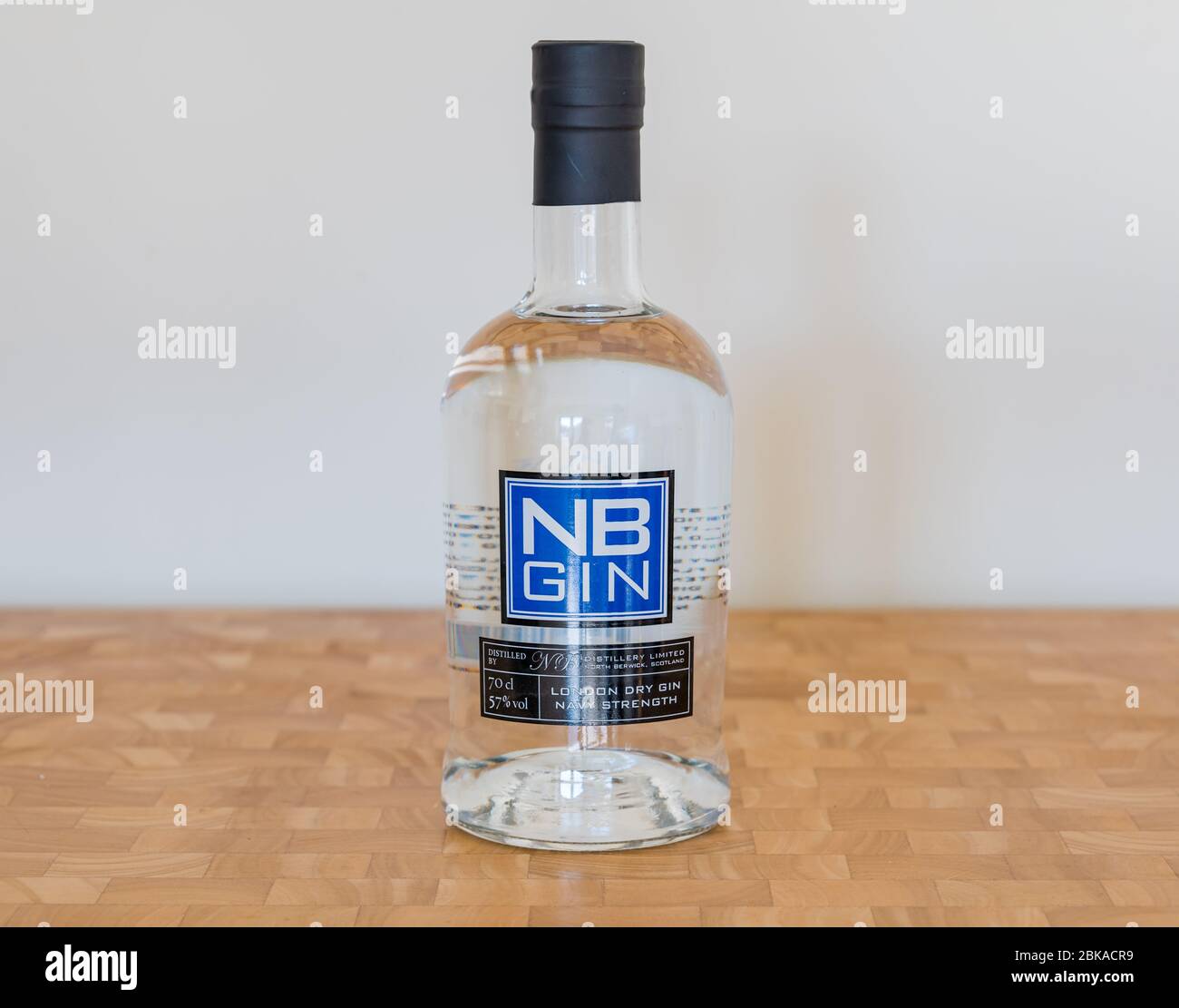 NB gin or North Berwick London dry gin bottle navy strength Stock Photo