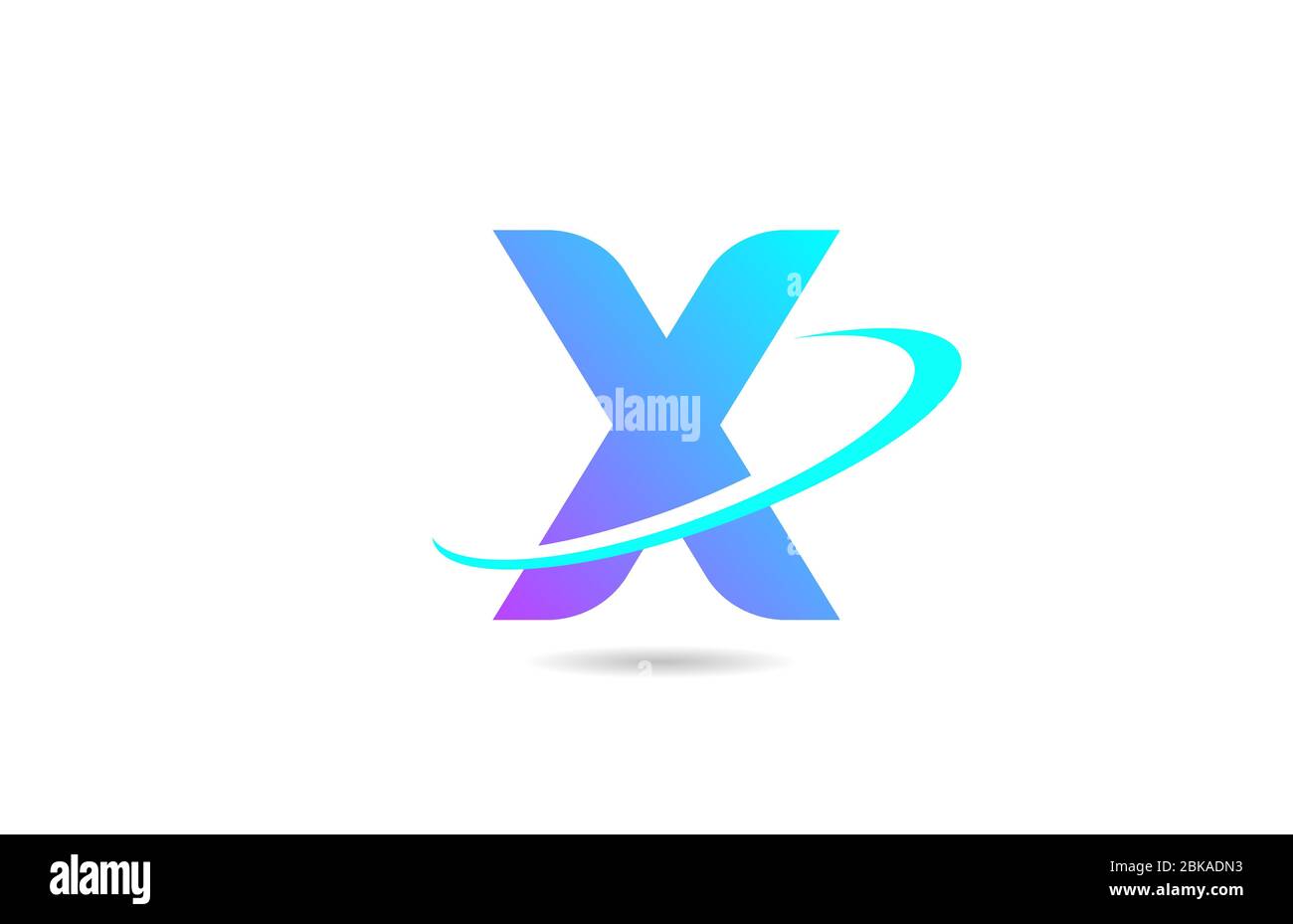 pink blue X alphabet letter logo icon design with swoosh for company ...