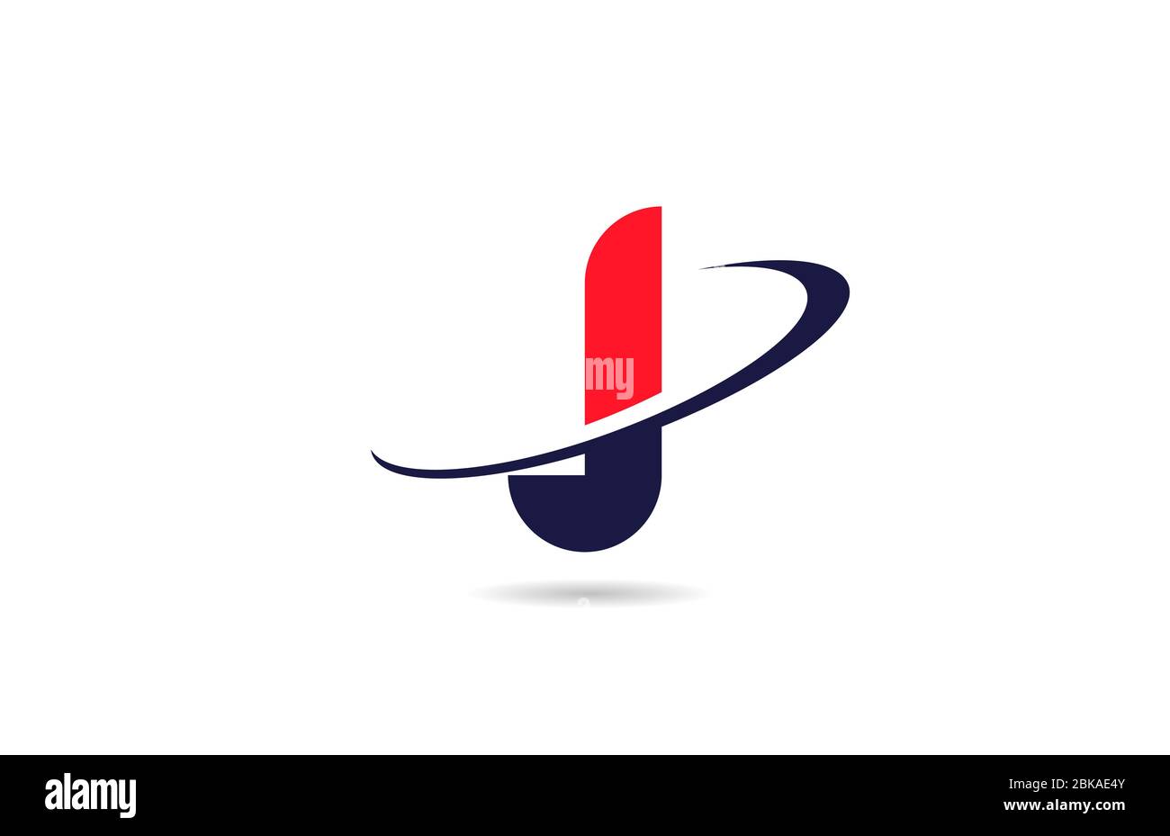 J alphabet letter logo icon design in red blue color with swoosh for ...