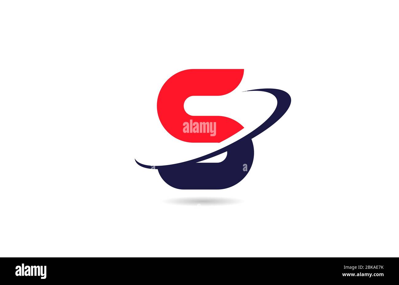 S alphabet letter logo icon design in red blue color with swoosh for ...