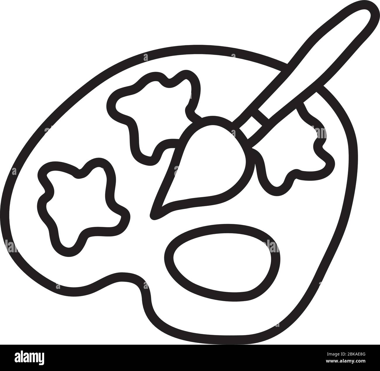 paint brush and palette icon over white background, line style, vector ...