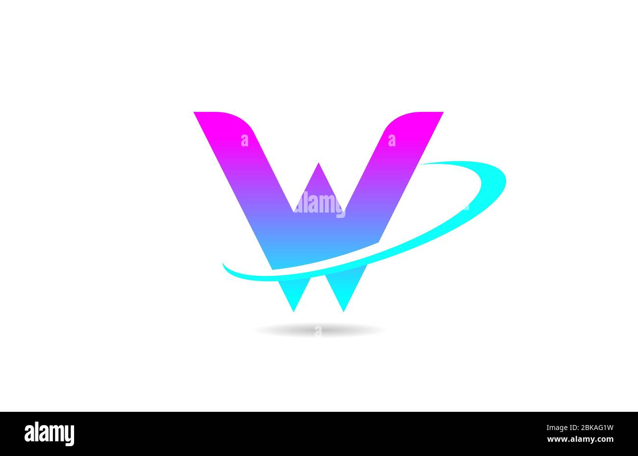 pink blue W alphabet letter logo icon design with swoosh for company ...