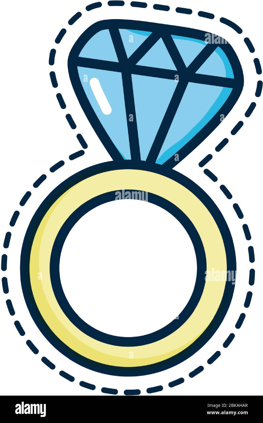 patches concept,diamond ring icon over white background, line color ...
