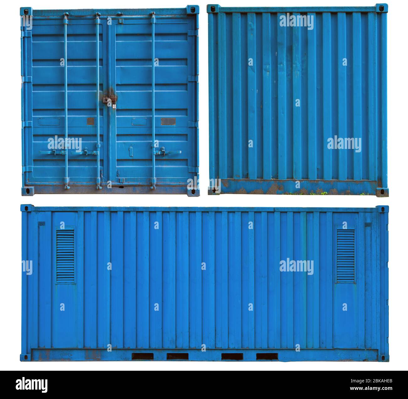Old damaged blue port container texture Stock Photo