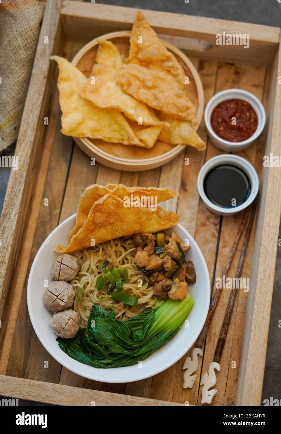 Indonesian Food Mie Ayam Noodles With Chicken And Served With