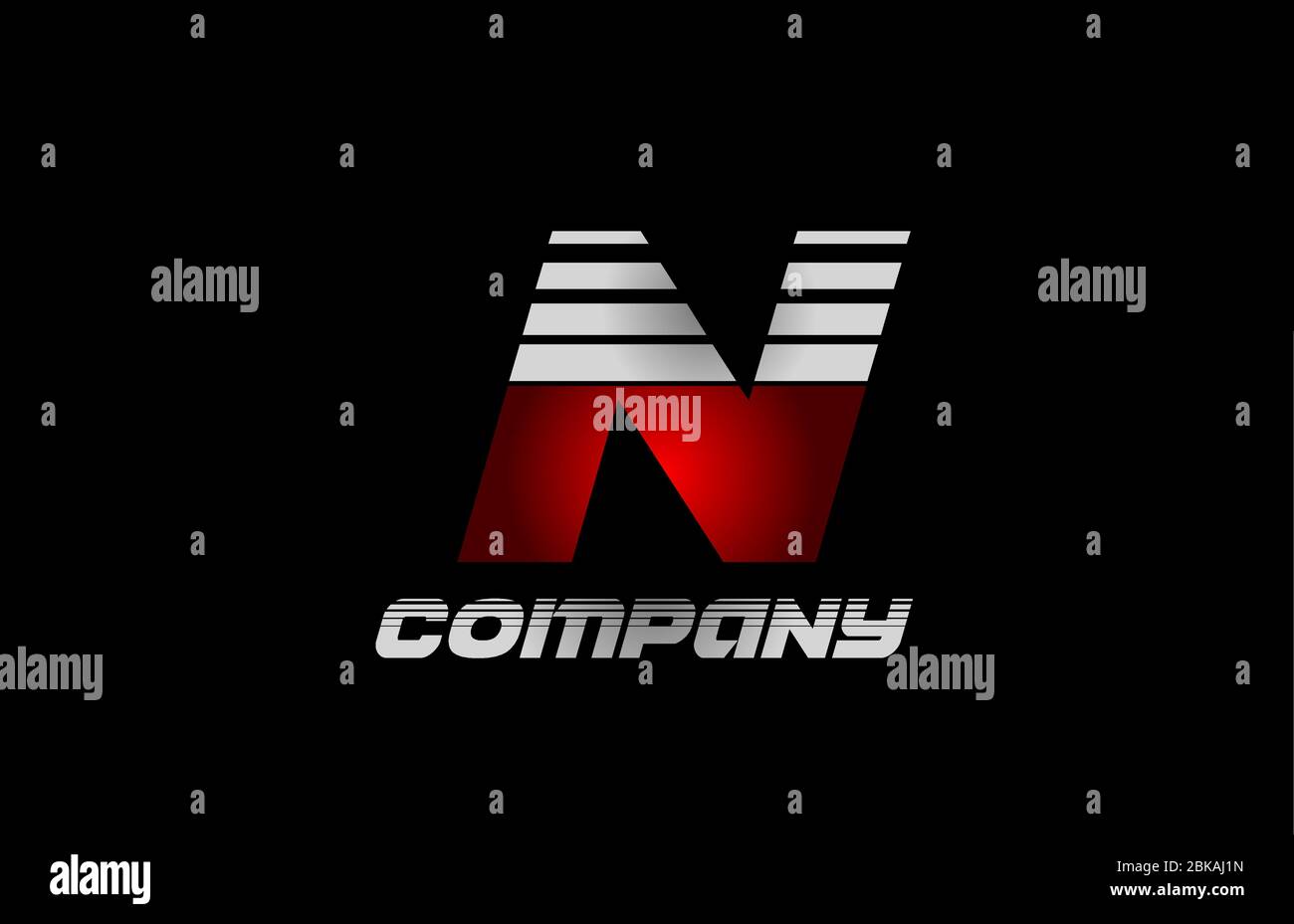 N red grey black alphabet letter logo icon design for company and ...