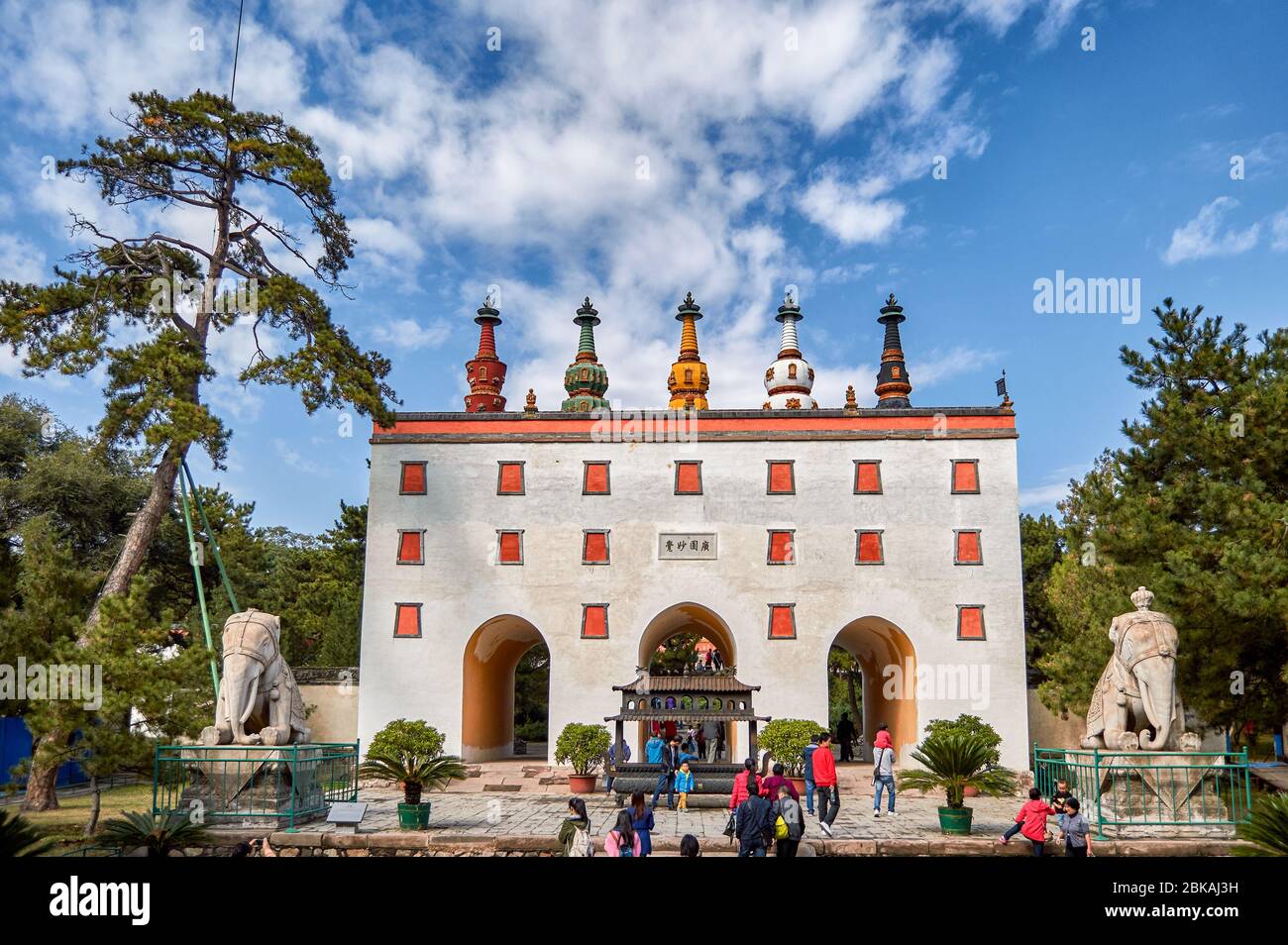 Chengde / China - October 3, 2014: Entrance to the Putuo Zongcheng Buddhist Temple, one of the Eight Outer Temples of Chengde, built between 1767 and Stock Photo
