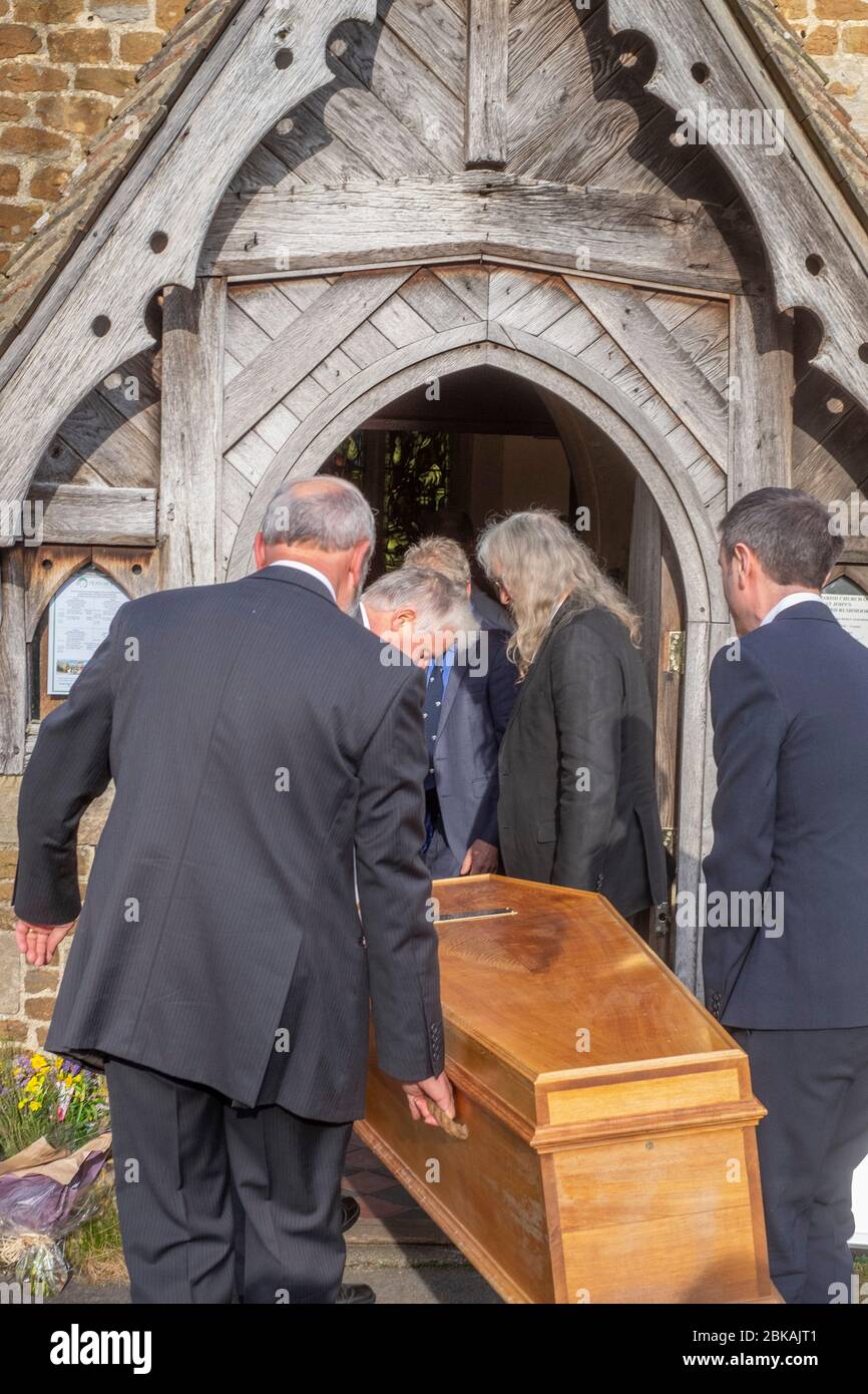 Funeral at a rural church in Southern UK February 2020 Stock Photo