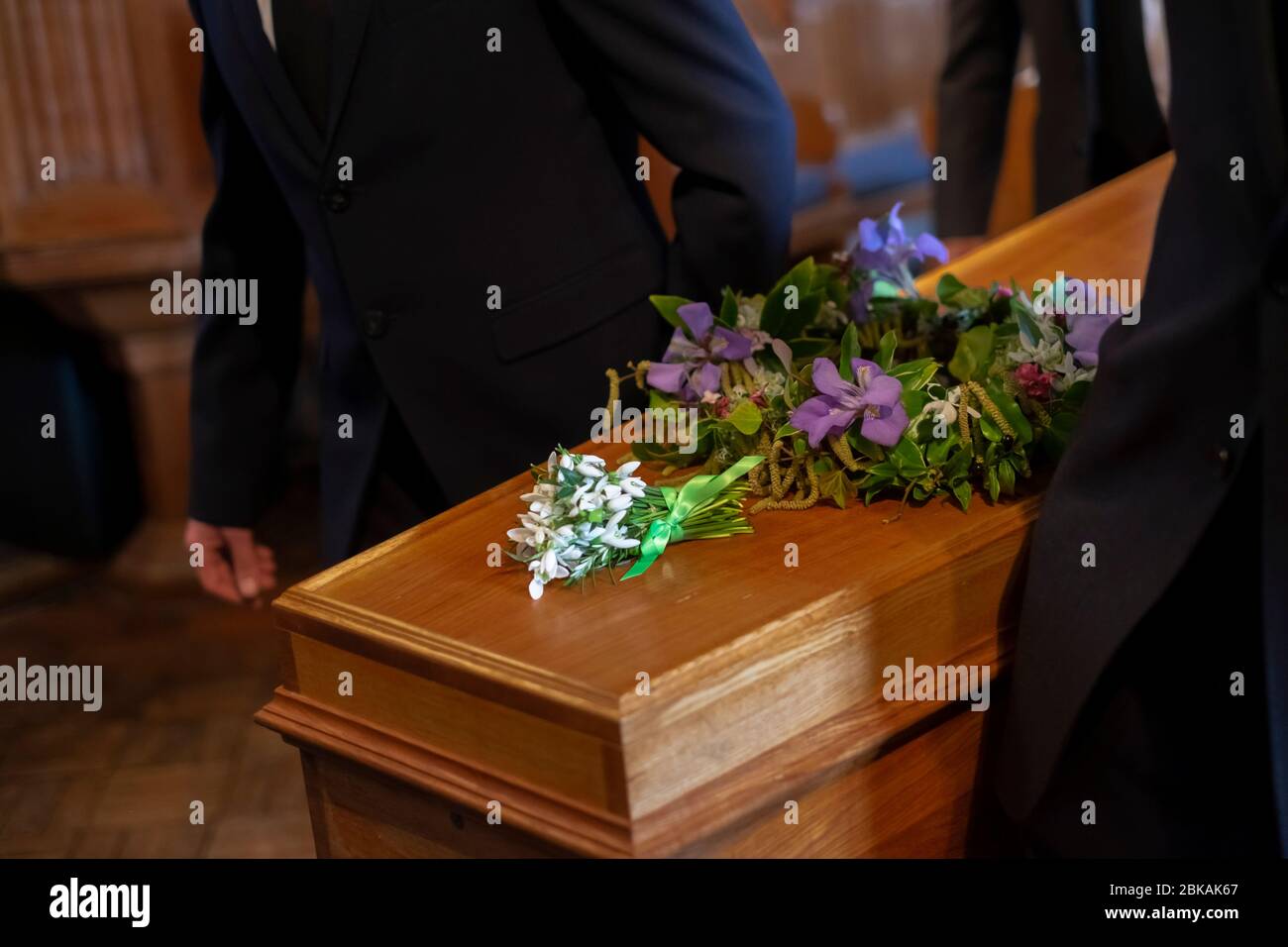 Funeral at a rural church in Southern UK February 2020 Stock Photo