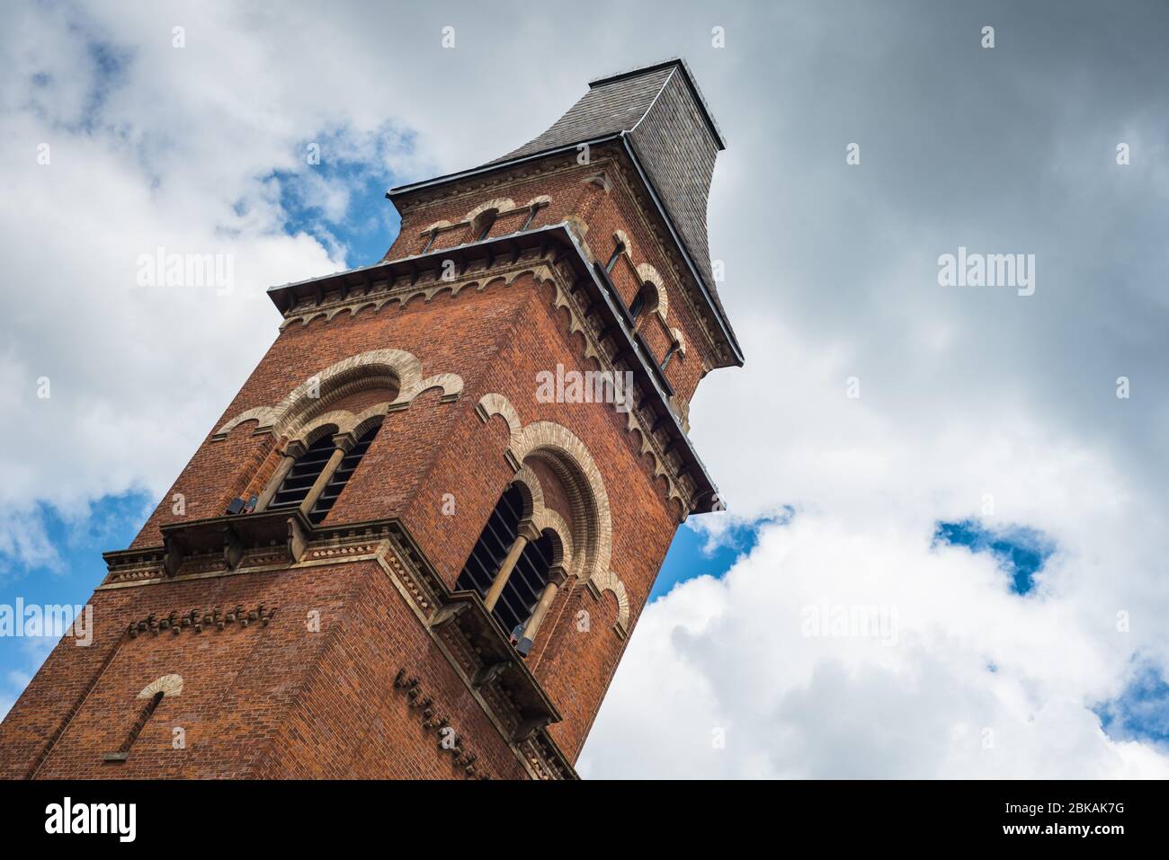 The tower of St Peter's Church, Ancoats. Now home of the Halle Orchestra. Stock Photo
