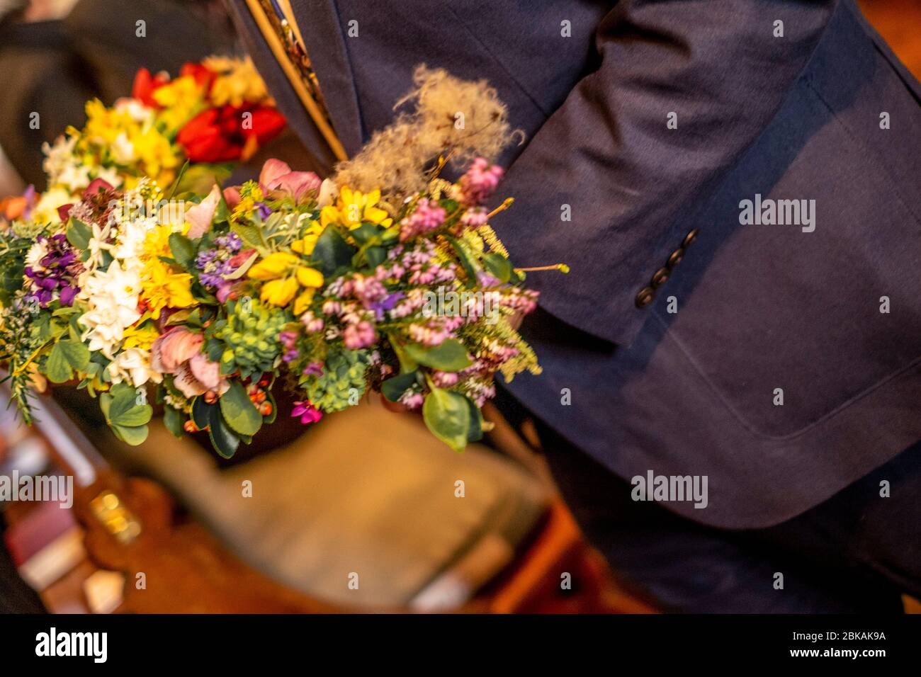 Funeral at a rural church in Southern UK February 2020 Stock Photo