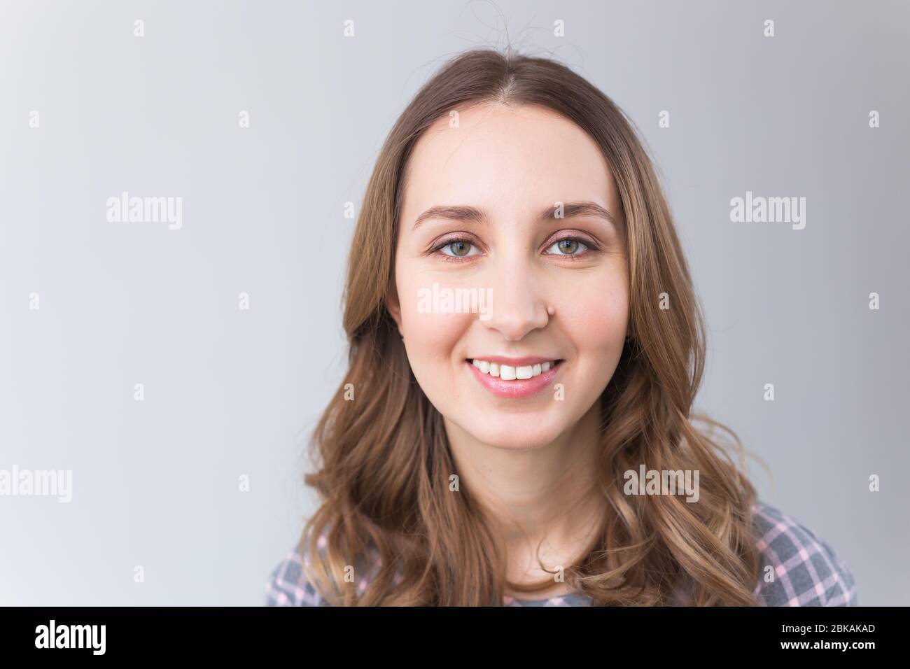 Face of a beautiful young girl with a clean fresh face close up Stock ...