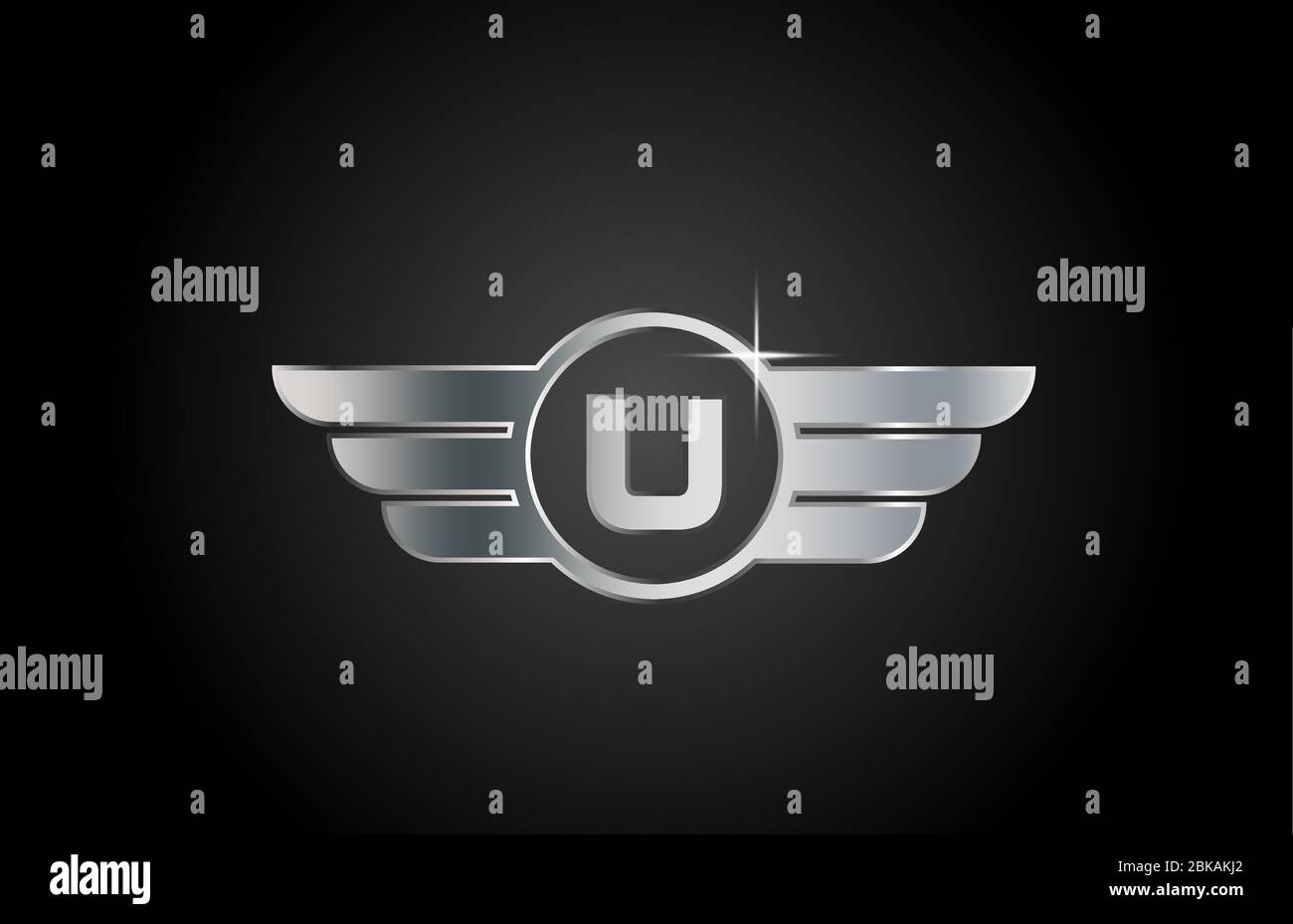 U alphabet letter logo icon for company and business with metallic ...