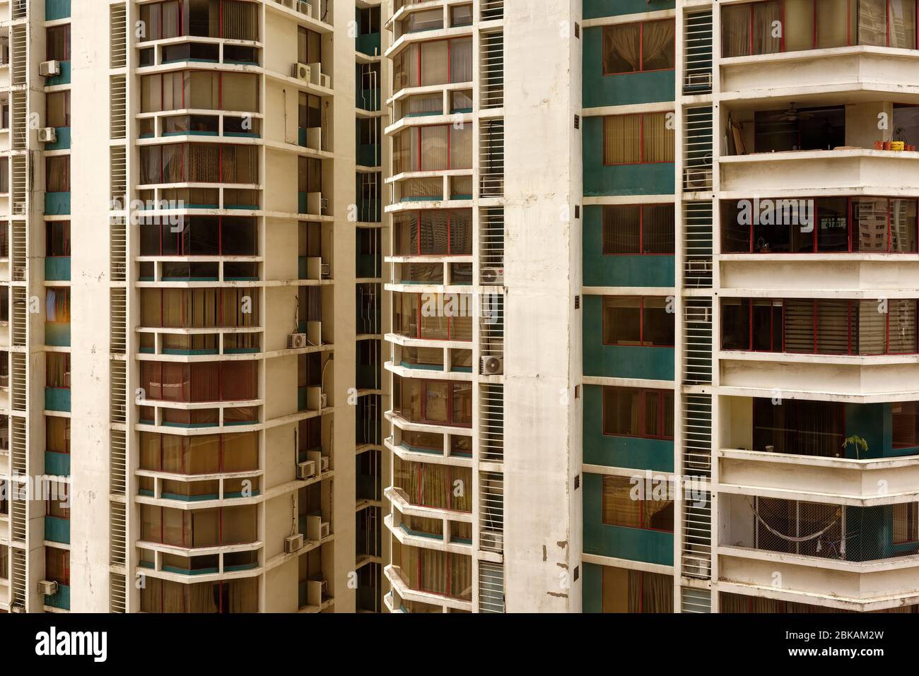 Tight crop of apartment windows and balconies in Panama city, Panama