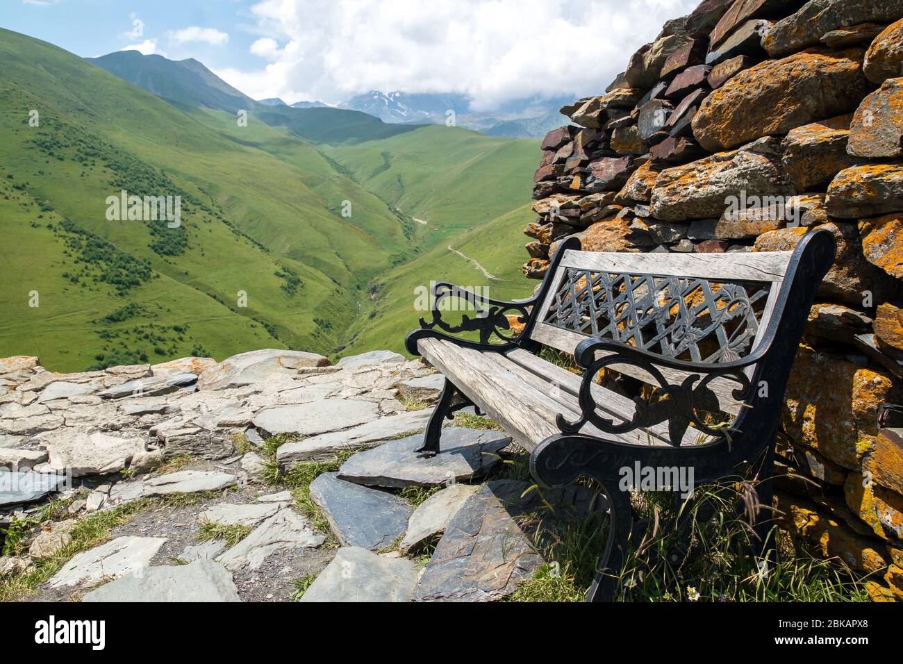 Bench in the mountains Stock Photo Alamy