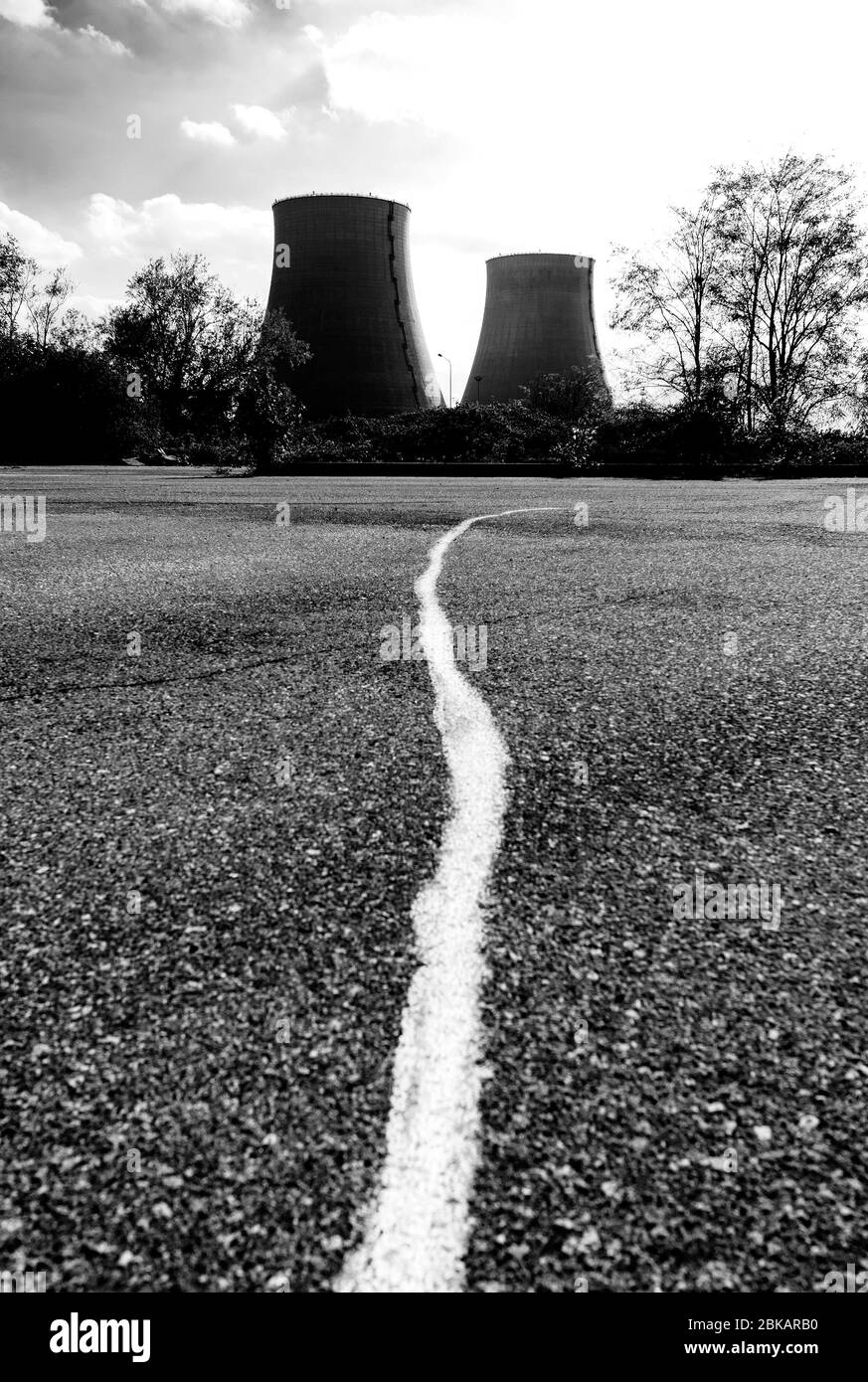 Cooling towers landscape Stock Photo