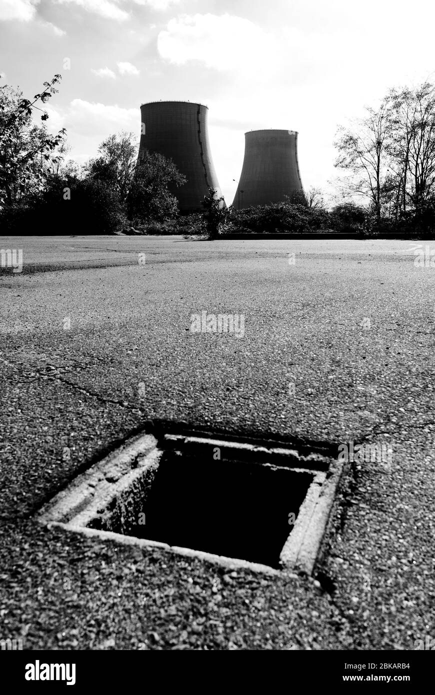 Cooling towers landscape Stock Photo