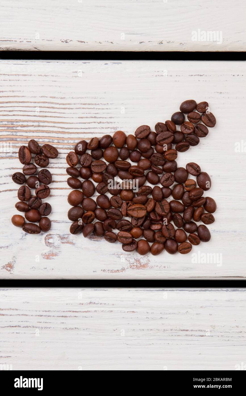 Like symbol made of coffee beans. Stock Photo