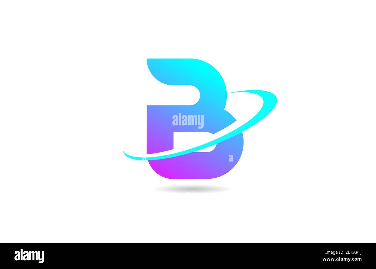 pink blue B alphabet letter logo icon design with swoosh for company ...