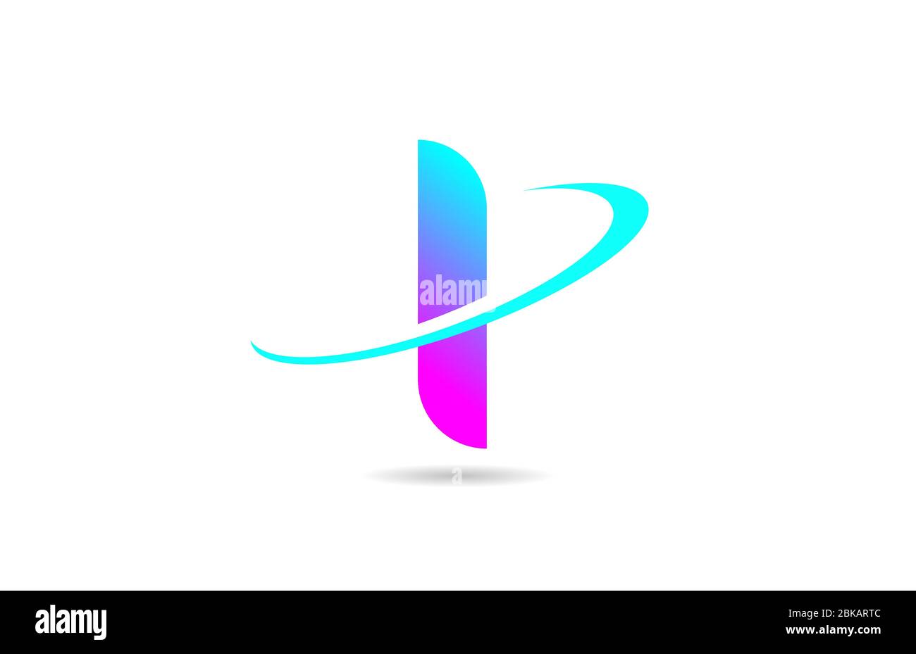 pink blue I alphabet letter logo icon design with swoosh for company ...