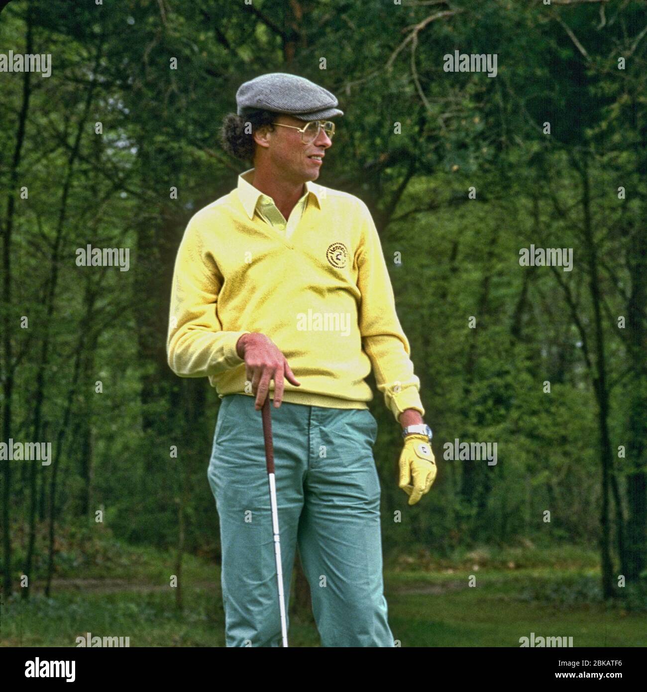 Gilles Hennessy playing golf near Paris; Mr. Gilles Hennessy serves as an Executive Vice President of Commercial at Moet Hennessy Wines & Spirits. Stock Photo