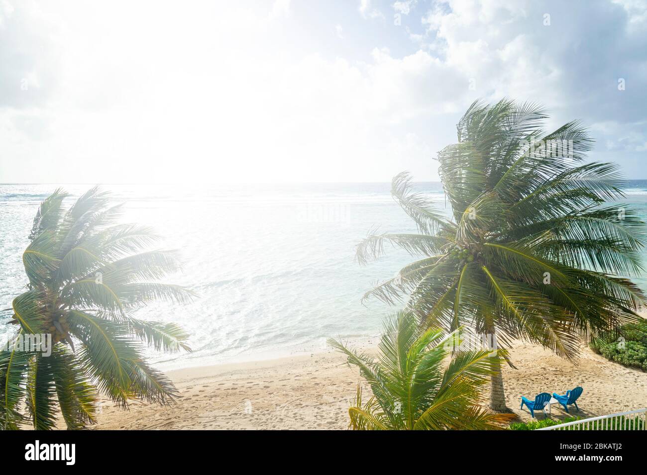 Beach chairs and bright sun, Grand Cayman Island Stock Photo Alamy