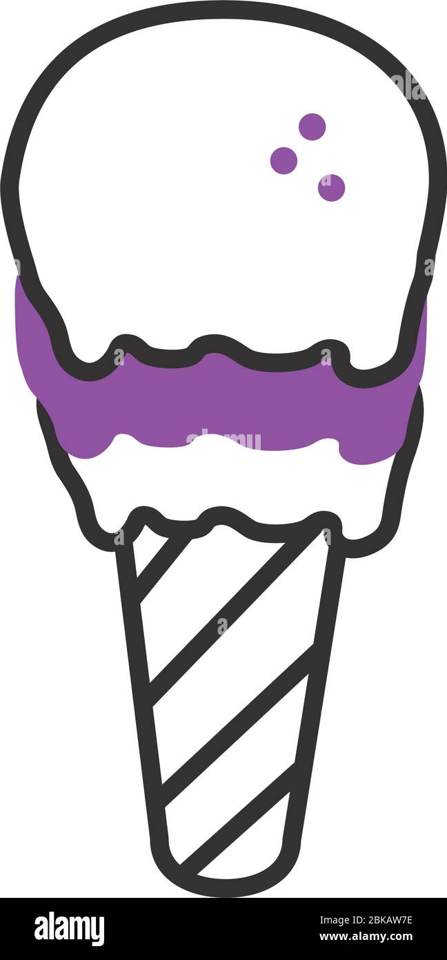 Ice Cream Icon Over White Background Half Line Half Color Style Vector Illustration Stock Vector Image Art Alamy