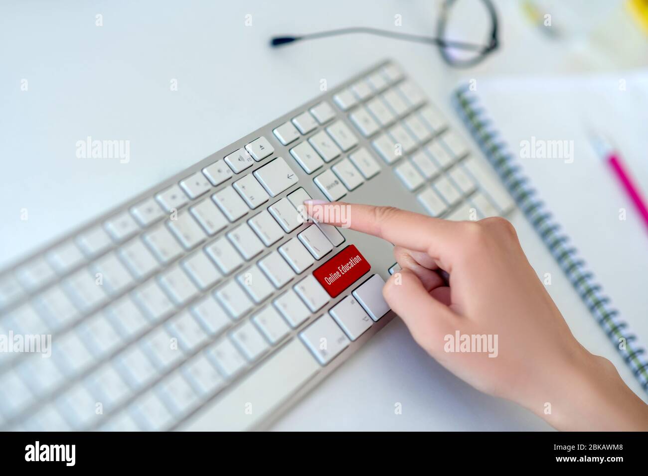 Close up womans hand pressing hi-res stock photography and images - Alamy