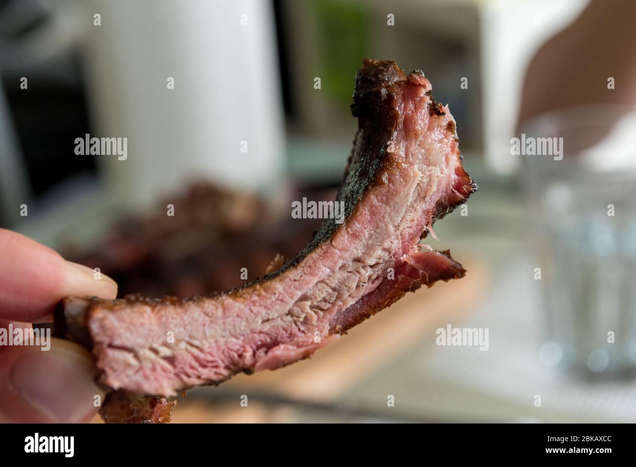Tasty BBQ with smoked spare ribs Stock Photo Alamy
