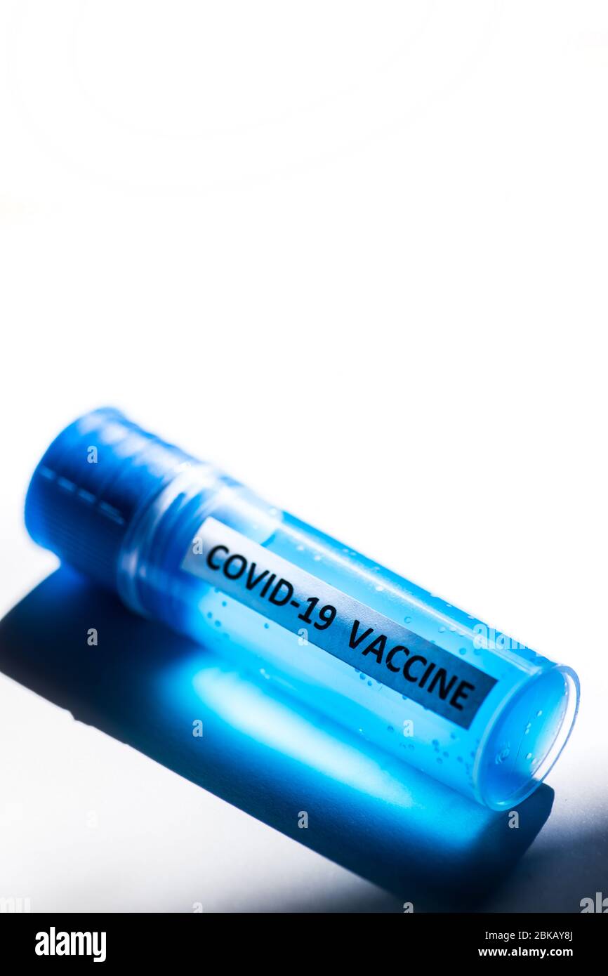 Conceptual image of a recipient containing a vaccine for coronavirus ...