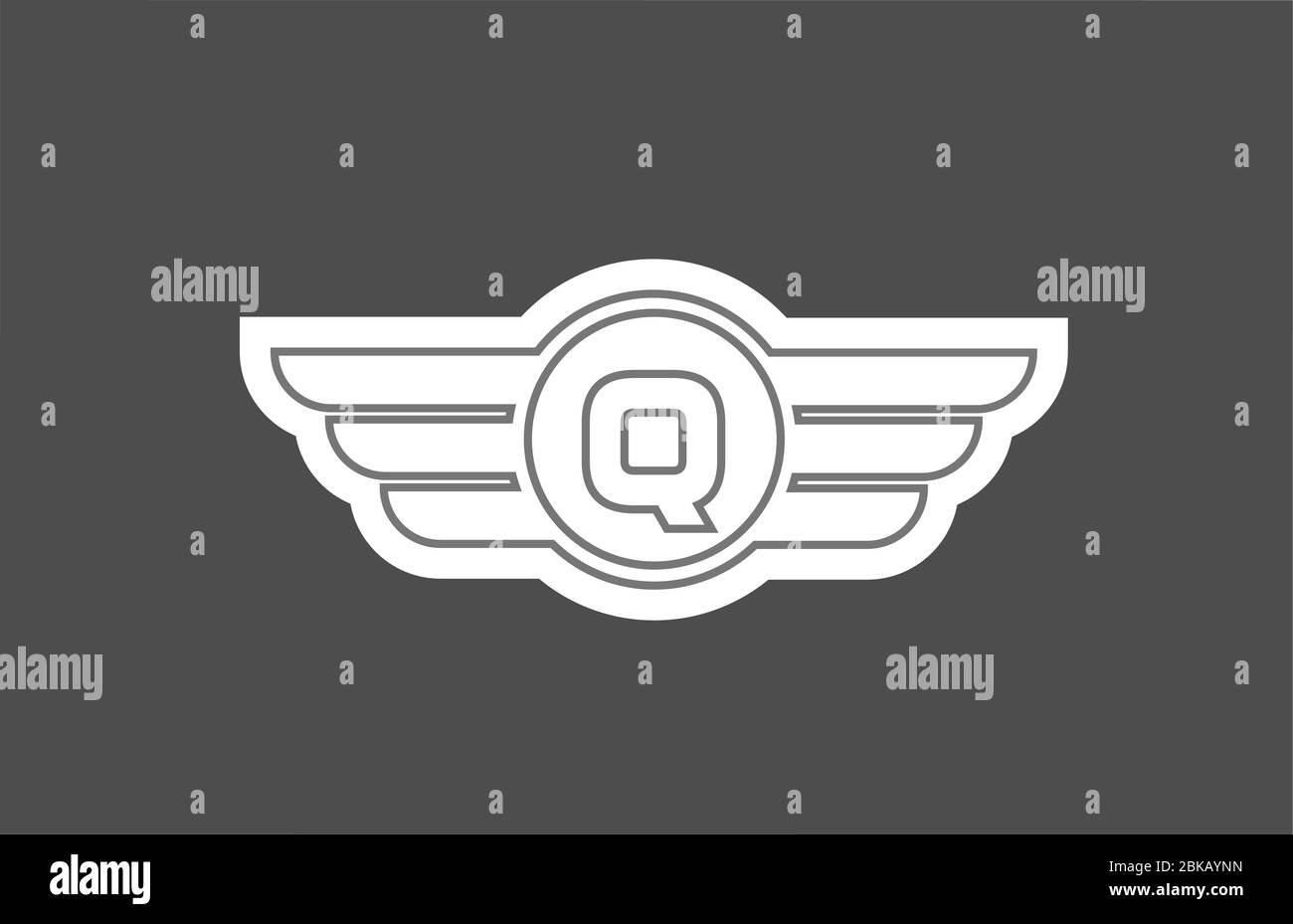 Q alphabet letter logo icon for company and business with line wing ...