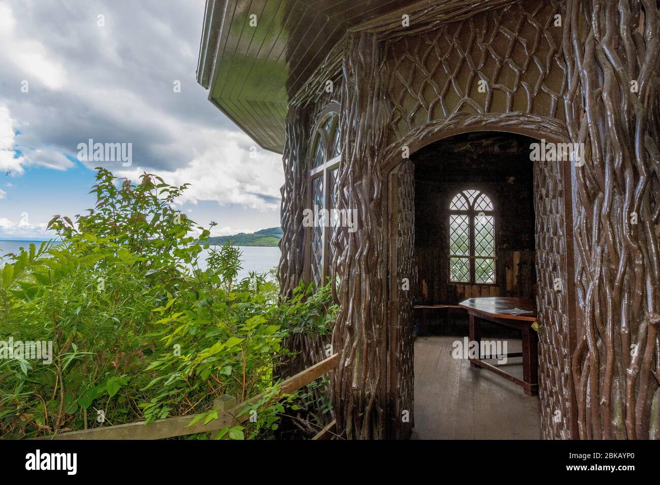 bavarian summer house detail, brodick castle, arran Stock Photo