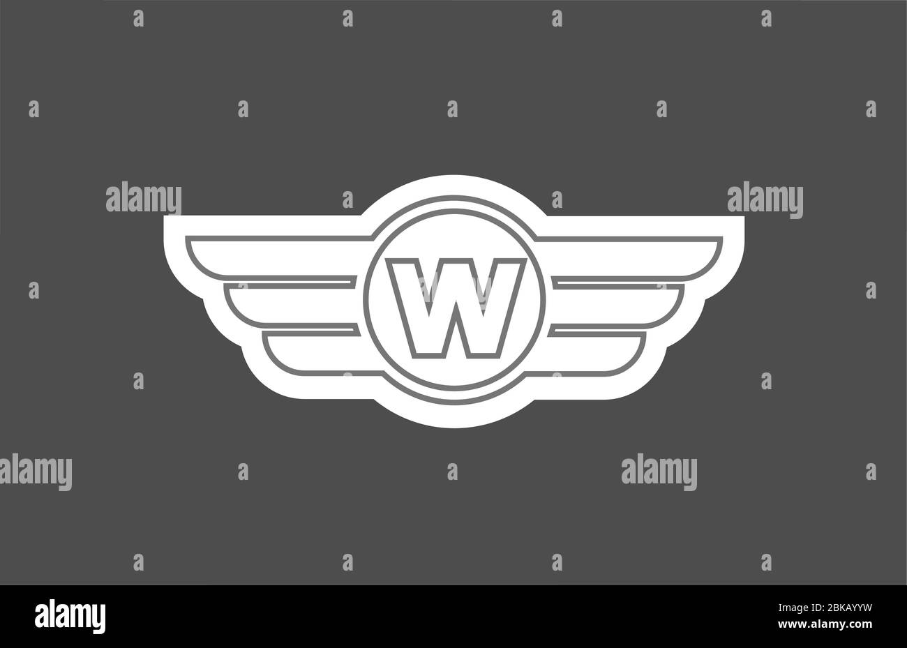 W alphabet letter logo icon for company and business with line wing ...